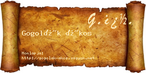 Gogolák Ákos névjegykártya